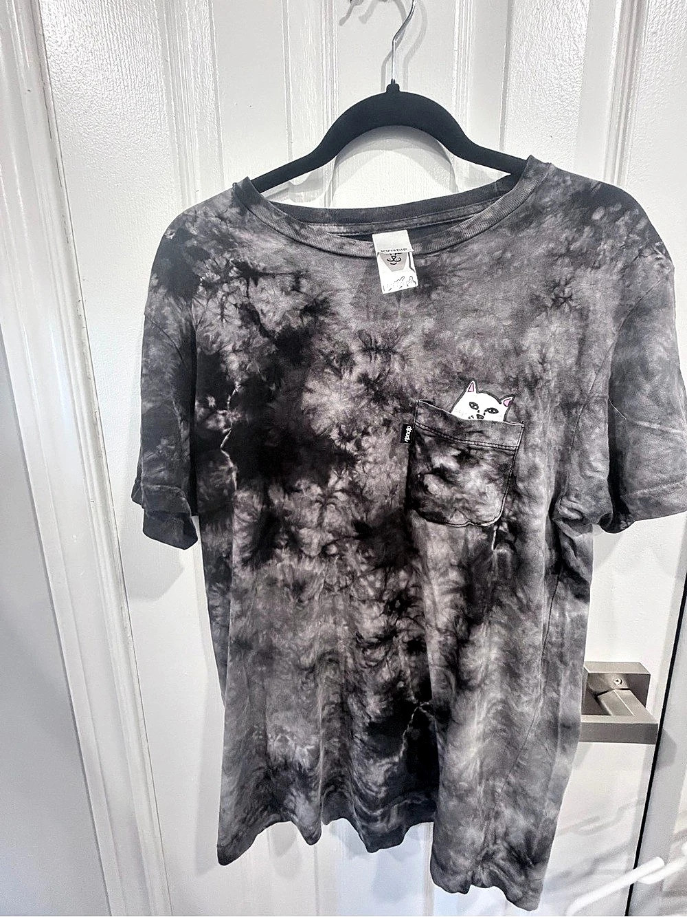 RIPNDIP Lord Nermal Tie Dye Pocket Tee Gray & Black Medium